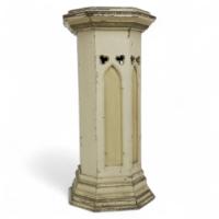 A Gothic Revival Polychrome Painted Octagonal Pedestal with a Graduated Molded Edge to the Top
