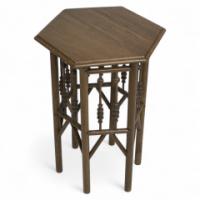Liberty & Co. Attributed, a small Moorish Hexagon Oak side table - Thumbnail 1