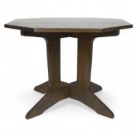 Arts & Crafts Well-Crafted Oak octagonal centre table with curved supports - Thumbnail 1