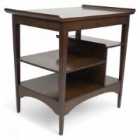 An Aesthetic Movement Walnut Side Table with Torii Gate Style Curving Uprights