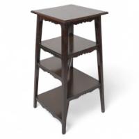 Aesthetic Movement Walnut Tall Side-table-wot-not-stand with a Square Top - Thumbnail 1