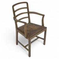 Heal's of London Attributed, a Walnut Desk Chair or Armchair with a Rounded Top & Ladder Back