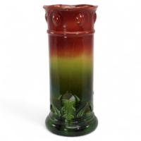 Bretby. Arts & Crafts Red & Green Umbrella & Walking Stick Stand - Thumbnail 1