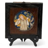 Morris & Co., Designed by Edward Burne Jones in 1861-1862. Rare Arts & Crafts Pre-Raphaelite Hand Painted Tile Depicting Geoffrey Chaucer's Poem,'Legend of Good Wimmen'