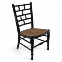 E. W. Godwin Style Anglo-Japanese Rush Seat Ebonised Side Chair - Thumbnail 1