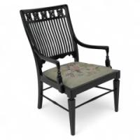 Liberty & Co., Aesthetic Movement Moorish Low Armchair with Mashrabiya Turnings - Thumbnail 1