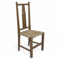 M. H. Baillie Scott Attributed, Arts & Crafts Oak Pierced-Back Chair