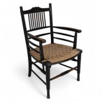 Morris & Co., Style of. Aesthetic Movement Armchair with seagrass seat - Thumbnail 1