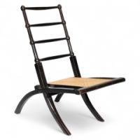 E. W. Godwin Style, Aesthetic Movement Ebonised Folding Chair with Cane Seat - Thumbnail 1