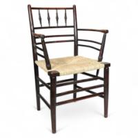 William Morris. A classic Sussex Arts & Crafts Ebonised Armchair from the Sussex range - Thumbnail 1