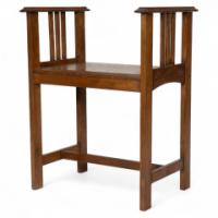 Arts & Crafts Oak piano stool with raised sides - Thumbnail 1