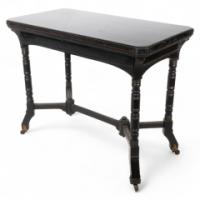 Charles Bevan for Marsh Jones & Cribb. Aesthetic Movement Walnut Ebonised Card Table