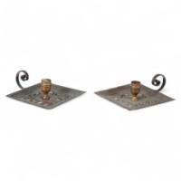 Benham & Froud London. A Pair of Arts & Crafts Copper Night Candle Holders - Thumbnail 1