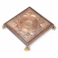 Benham & Froud Attributed, an Arts & Crafts Copper & Oak Teapot Stand or Trivet