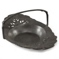 Urania. Art Nouveau Pewter Fruit Bowl with a Loop Handle Floral Decoration
