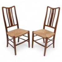 Wylie & Lochhead Attributed, a Pair of Rush Seated Side or Bedroom Chairs