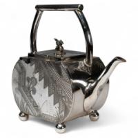 W W Harrison & Co., Aesthetic Movement Silver-plated Tea Pot - Thumbnail 1