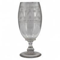 Large Aesthetic Movement Celery Glass Vase, Hand Blown & Engraved, c.1885 - Thumbnail 1