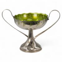 WMF. Art Nouveau Silver-plated Centrepiece with Whiplash Handles & Glass Liner