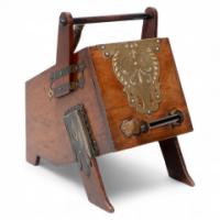 Dr. Christopher Dresser, Aesthetic Movement Walnut Coal Box with Brass Panels