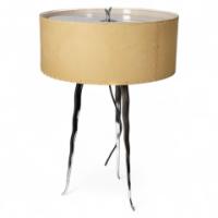 Gerald Thurston In the style of a Mid-Century Tripod Polished Steel Table Lamp