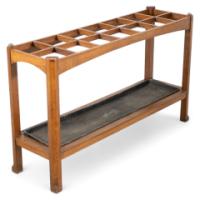 Arts & Crafts Oak Stick & Umbrella Stand with Fourteen Sections