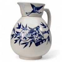 Globe Pottery Tunis Design Aesthetic Movement Blue and White Jug - Thumbnail 1