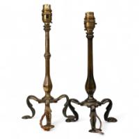 Faraday & Sons. A Near Pair of Arts & Crafts Pullman Coach Brass Table Lights - Thumbnail 1