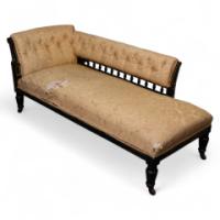 Charles Bevan for Marsh & Jones. Aesthetic Movement Walnut Ebonised Button Back Chaise Lounge