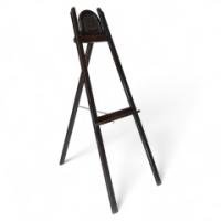 Arts & Crafts folding Oak easel with a carved butterfly flying from a flower - Thumbnail 1