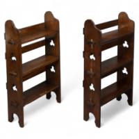 Liberty & Co., a Pair of 'the Radley Portable Bookcase', Solid Oak with Trefoil Details - Thumbnail 1