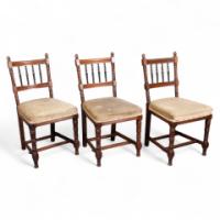 Charles Mills & Sons, Set of Three Aesthetic Side Chairs with Ebonised Turnings