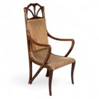 Louis Majorelle. Art Nouveau Armchair in Carved Walnut Retaining the Original Period Fabric - Thumbnail 1