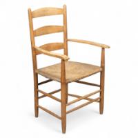 Ernest Gimson Made by Edward Gardiner. Arts & Crafts Ash Ladder Back Bedales Armchair - Thumbnail 1
