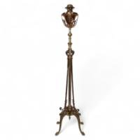 W. A. S. Benson. Arts & Crafts Copper and Brass Telescopic Standard Oil Lamp - Thumbnail 1