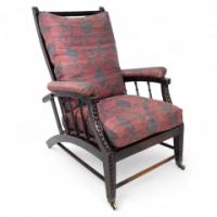 Philip Webb for Morris & Co., Aesthetic Ebonised Walnut Reclining Armchair - Thumbnail 1