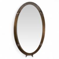 Arts & Crafts, Hand-Hammered Brass Mirror with Celtic Details (c.1900)