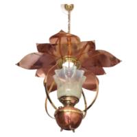 WAS Benson. A rare copper and brass lantern with large reflector in the shape of petals - Thumbnail 1