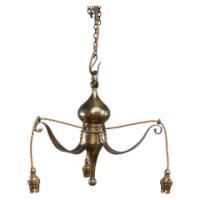 Birmingham Guild of Handicraft. Arts & Crafts Three Arm Brass Ceiling Light - Thumbnail 1