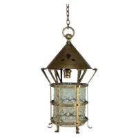 Arts & Crafts Brass Lantern with the Original Vaseline Shade - Thumbnail 1