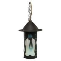 Arts & Crafts Copper Lantern with a Flaring Hat & the Original Vaseline Shade