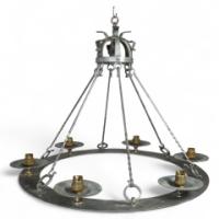 Arts & Crafts, Cotswold School. Hand Wrought Spherical Chandelier - Thumbnail 1