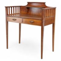 Wylie & Lochhead Attributed, a Good Arts & Crafts Oak Desk with a New Leather Writing Area