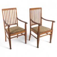 Shapland & Petter. A Pair of Arts & Crafts Oak Armchair - Thumbnail 1