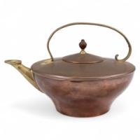 W. A. S. Benson, Arts & Crafts Copper and Brass Kettle with Hoop Handle - Thumbnail 1