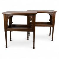 An identical pair of Arts and Crafts oak sidetable - Thumbnail 1