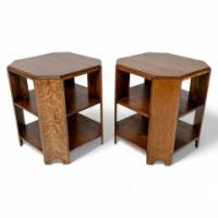 Heals and Son. An Arts and Crafts oak bookcase/side tables  - Thumbnail 1