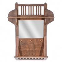 Liberty & Co., Arts & Crafts Oak Hanging Paper Rack with Central Mirror