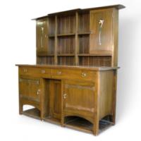 M. H. Baillie Scott Attributed, Arts & Crafts sideboard with his famous Daffodil design hand painted - Thumbnail 1