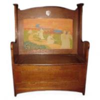 E. A. Taylor for Wylie & Lochhead. Exceptional Oak Arts & Crafts Settle - Thumbnail 1